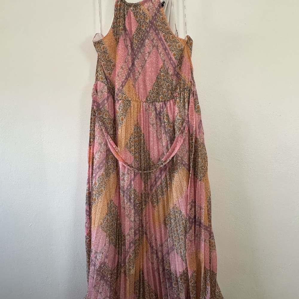 Pink and Orange Patterned Maxi Dress